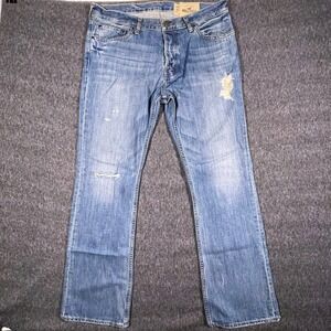 Vintage Hollister Mens Jeans Size 36x32 Distressed Light Wash Bootcut Denim